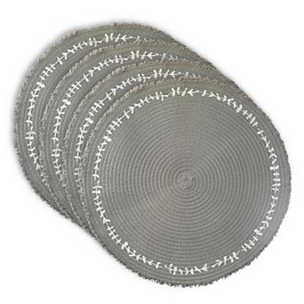Dainty Home Petals 15" Round Woven Placemats Set of 6 - Durable, Reversible & Non-Slip Table Mats