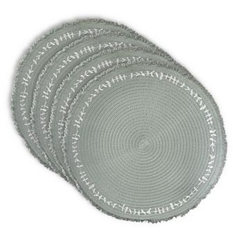 Dainty Home Petals 15" Round Woven Placemats Set of 6 - Durable, Reversible & Non-Slip Table Mats