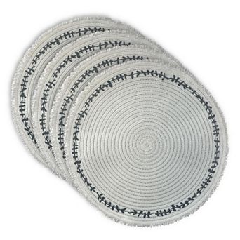 Dainty Home Petals 15" Round Woven Placemats Set of 6 - Durable, Reversible & Non-Slip Table Mats