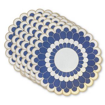 Dainty Home Blooming Flower Vinyl Round Placemat Set of 6, Waterproof Easy Clean Placemats