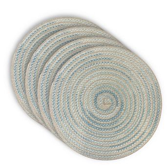 Dainty Home Belmar 15" Round Natural Paper Multicolor Placemats Set of 4 - Durable Table Mats