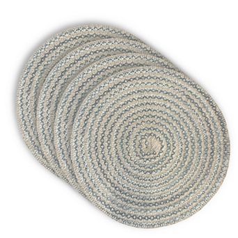 Dainty Home Belmar 15" Round Natural Paper Multicolor Placemats Set of 4 - Durable Table Mats