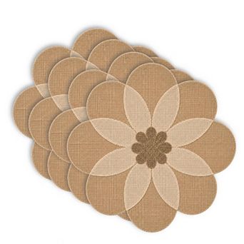 Dainty Home Maui 15" Flower Shaped Natural Jute and Paper Placemats Set of 4 - Durable Table Mats