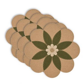 Dainty Home Maui 15" Flower Shaped Natural Jute and Paper Placemats Set of 4 - Durable Table Mats