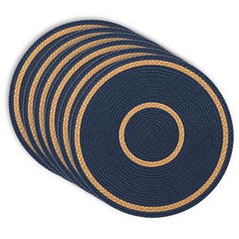 Dainty Home Phoenix 15" Round Natural Jute and Polypropylene Placemats Set of 6 - Durable Table Mats
