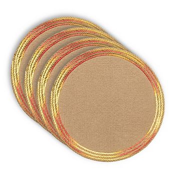 Dainty Home Key West 15" Round Natural Jute Multicolor Placemats Set of 4 - Durable Table Mats