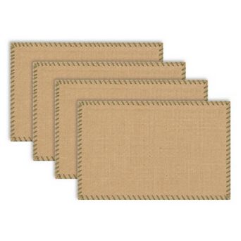 Dainty Home Neves 12" x 18" Rectangular Shaped Natural Jute Placemats Set of 4 - Durable Table Mats