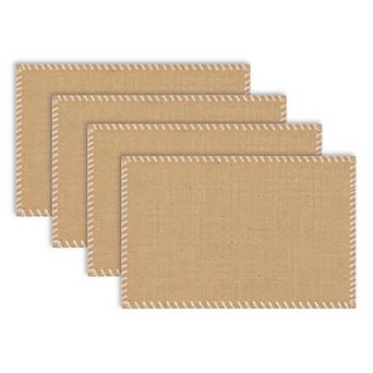 Dainty Home Neves 12" x 18" Rectangular Shaped Natural Jute Placemats Set of 4 - Durable Table Mats