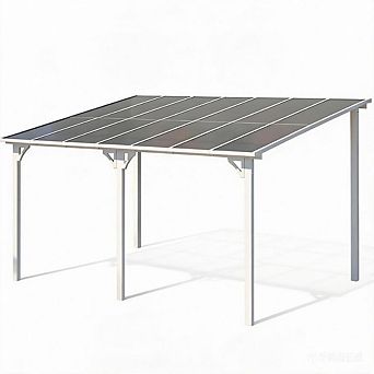 Wall Mount Hardtop Lean-To Pergola with Gutters, Weatherproof Patio Awning for Deck Porch