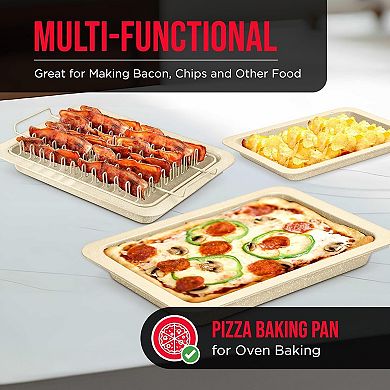 Nonstick Bacon Tray Set with Rack, Marble Coating Cooking Tray, Carbon Steel Rack, 2-Piece Set