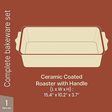 Ceramic Nonstick Roaster Pan, Aluminized Steel, PFOA & PFAS Free, Heavy-Duty
