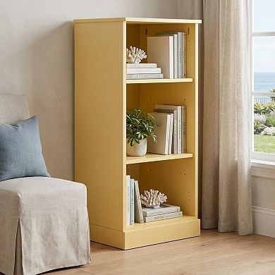 HomeRoots 36" Solid Wood Adjustable Three Tier Library Bookcase