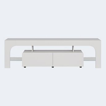 TV Console Table with LED Lights Modern Media Stand for up to 70 in TV, 2 Drawers & Open Shelf