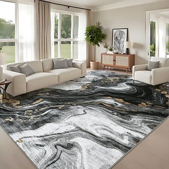 lxt-Area Rug Modern Area Rugs Non-Slip Abstract Mats Non-Shedding Contemporary Accent Rugs