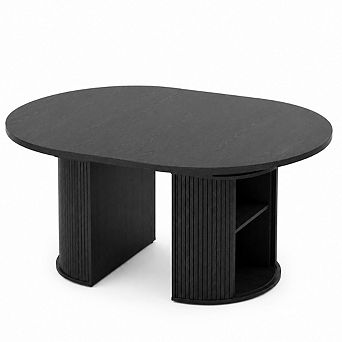 Extendable Round Dining Table w/2 tier Storage Shelf & Drawer,47.5 to 63 in Expandable Kitchen Table