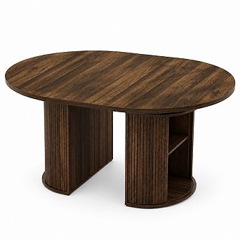 Extendable Round Dining Table w/2 tier Storage Shelf & Drawer,47.5 to 63 in Expandable Kitchen Table