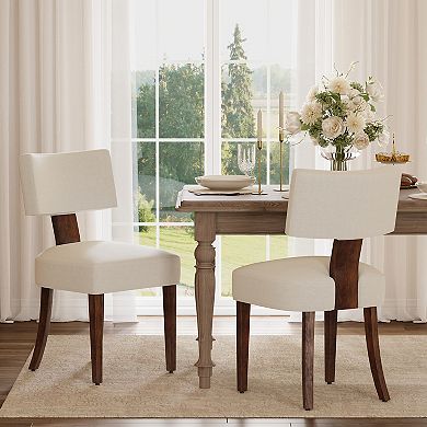 Dining Chairs Set of 2, Mid Century Modern Upholstered Chairs w/Back, Armless Kitchen Chairs