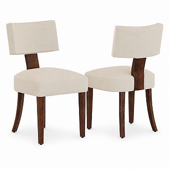 Dining Chairs Set of 2, Mid Century Modern Upholstered Chairs w/Back, Armless Kitchen Chairs