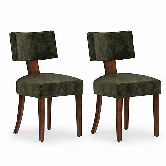 Dining Chairs Set of 2, Mid Century Modern Upholstered Chairs w/Back, Armless Kitchen Chairs