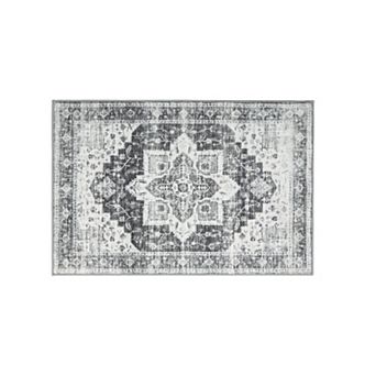 Washable Rug Vintage Distressed Rug Non Slip Non Shedding Accent Throw Rug for Dining Room Bedroom