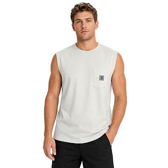 Men Crew Neck Sleeveless Pocket Tank Top Number Patch Casual Workout Vest