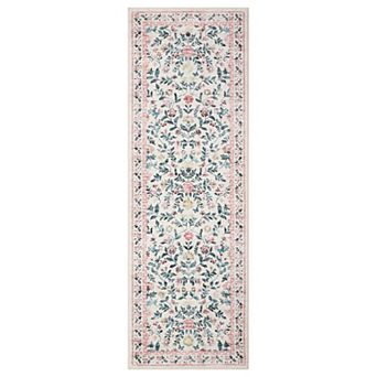 Floral Area Rug, Low Pile Non-Slip Soft Carpet Machine Washable, Spot Resistant, Collapsible