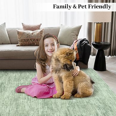 Modern Runner Rug, Washable & Non-Slip, Mark Resistant, Soft Collapsible Low Pile Carpet
