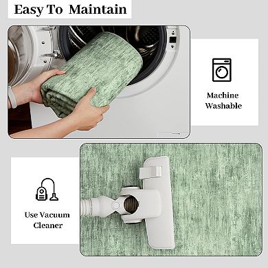 Modern Runner Rug, Washable & Non-Slip, Mark Resistant, Soft Collapsible Low Pile Carpet