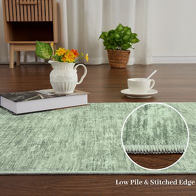 Modern Runner Rug, Washable & Non-Slip, Mark Resistant, Soft Collapsible Low Pile Carpet