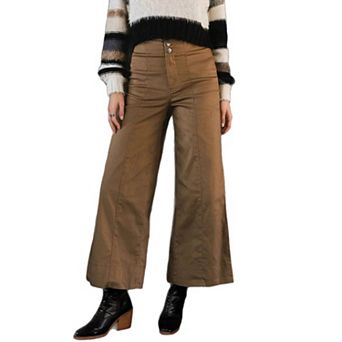 Women's Wide Straight Leg Trousers High Waist Pocketed Casual Office Bottom