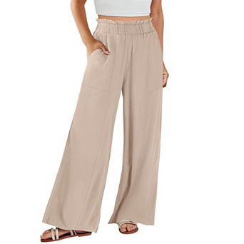 Women's Flowy Loose Lounge Palazzo Pants High Waist Wide Leg Summer Beach Travel Bottoms