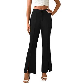 Women's Elegant Wide Leg Wrap Slit Trousers, Button Front Casual Formal Dress Work Pants