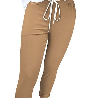 Women's Drawstring Adjustable Jogger Pants High Waist Baggy Pocketed Travel Casual Sweatpants