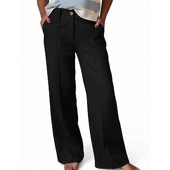 Women’s Button Front High Waist Trousers Button Up Wide Leg Casual Daily Bottoms