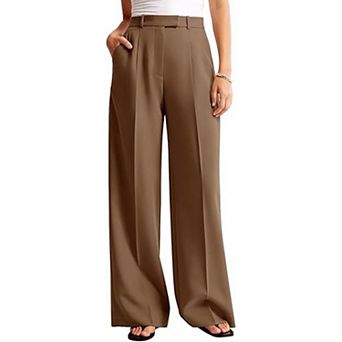 Women's High Waisted Wide Leg Drapey Pleated Business Casual Suit Pants