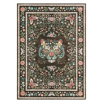 Fashionwu Modern Tiger Rug Farmhouse Floral Carpet Soft Non Slip Washable Non Shedding Decor Mat
