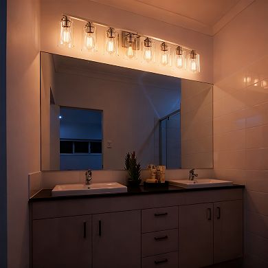 51.5 in. 8-Light Modern Vanity Light with Clear Glass Shades