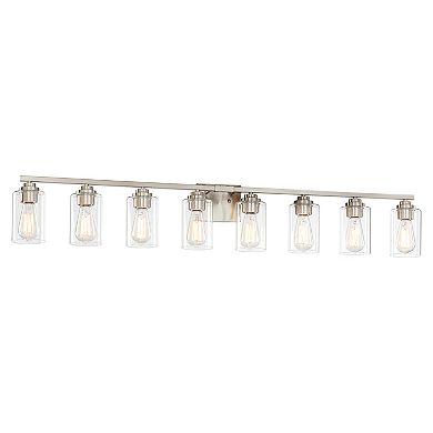 51.5 in. 8-Light Modern Vanity Light with Clear Glass Shades