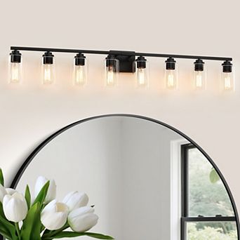51.5 in 8-Light Modern Vanity Light with Clear Glass Shades