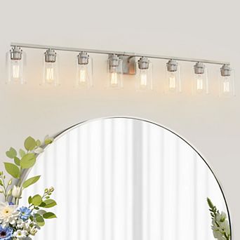 51.5 in 8-Light Modern Vanity Light with Clear Glass Shades