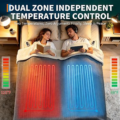 Heated Blanket Waffle Weave Fast Heating Blankets with Adjustable Heat Settings for Cozy Comfort
