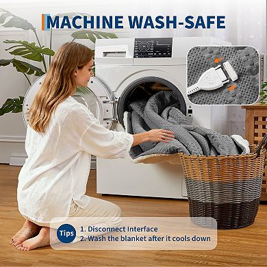 Heated Blanket Waffle Weave Fast Heating Blankets with Adjustable Heat Settings for Cozy Comfort
