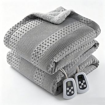 Heated Blanket Waffle Weave Fast Heating Blankets with Adjustable Heat Settings for Cozy Comfort