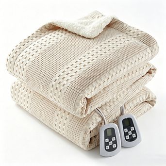 Heated Blanket Waffle Weave Fast Heating Blankets with Adjustable Heat Settings for Cozy Comfort