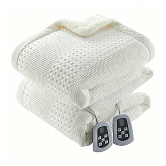 Heated Blanket Waffle Weave Fast Heating Blankets with Adjustable Heat Settings for Cozy Comfort