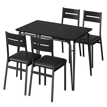 Space Saving Five Piece Dining Set with Square Table and Upholstered Chairs for Kitchen
