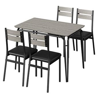 Space Saving Five Piece Dining Set with Square Table and Upholstered Chairs for Kitchen
