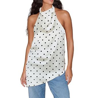 Women's Polka Dots Halter Backless Peplum Top, Cute Summer Going Out Blouse