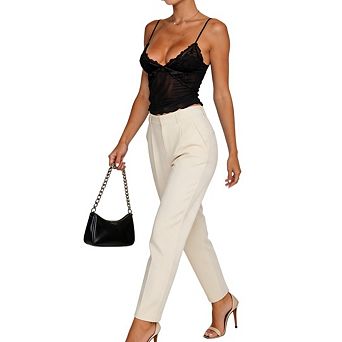 Women's V Neck Sheer Lace Strappy Camisole, Cute Going Out Sleeveless Tank Top
