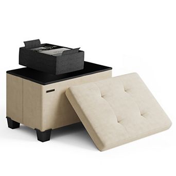 Nestl 16-Inch Velvet Cube Storage Ottoman with Bin, Small Foot Stool & Seat for Living Room